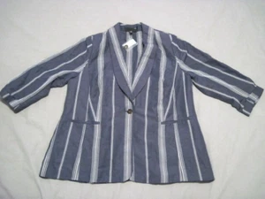 Lane Bryant The Bryant Blazer Damen 18 grau gestreift Leinenmischung Einreiher - Bild 1 von 13