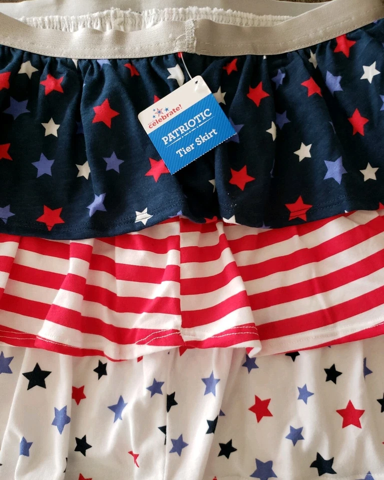 Patriotic Way to Celebrate Tier Skirtxxl 2x 18 Skirt Red White Blue Girls