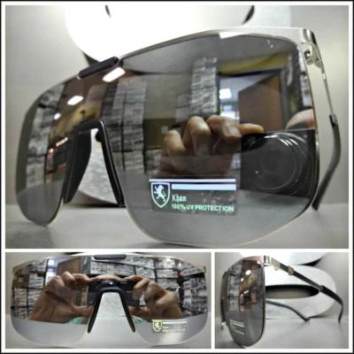 ESCUDO RETRO Estilo Fiesta Rave Club DJ GAFAS DE SOL Marco Plateado Lente Espejo Plano Foto 1 de 4