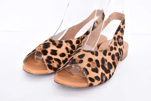 Maxwell Womens Calf Hair Leather Lining Animal print Peep Toe Sandals Sz 8 - Picture 1 of 7