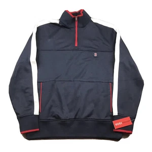 Izod Sweatshirt Men Medium Midnight Blue Performance Fleece 1/4 Zip Pullover NWT - Picture 1 of 11