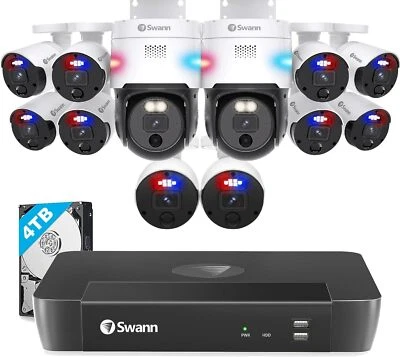 Swann Home Security Camera System with 4TB HDD, 16 Channel 12 Cam, POE Cat5e - Image 1 of 4