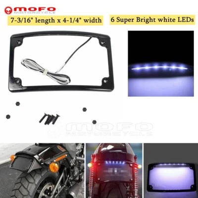 Soporte de matrícula trasero curvo con luz LED para Harley marco Softail de 7"" X 4"" Foto 1 de 4