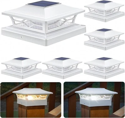 Luces de tapa de poste solar para exteriores: paquete de 6 luces LED brillantes para cubierta de valla solar Foto 1 de 4