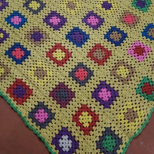 Vintage Handmade Crocheted Granny Square Throw Blanket Afghan - Picture 1 of 4