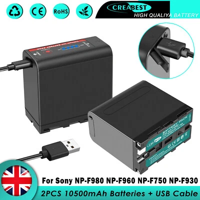 2× 10500mAh NP-F980 Battery USB Charge For Sony NP-F970 NP-F960 NP-F950 NP-F750 - Image 1 of 4