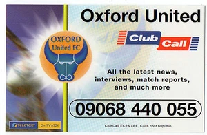 ClubCall Club Call Football Fixture List Card 2001-2002 Season - Oxford United - Picture 1 of 1