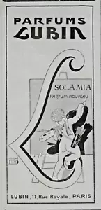 PUBLICITÉ DE PRESSE 1909 LE PARFUM LUBIN SOLA MIA - ANGE - Bild 1 von 1