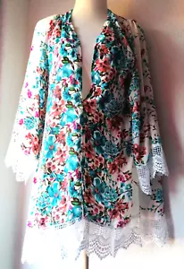 KIMONO Jacke 💋 Dessous Negligee 🎀 Blumen 💗 L 40 42 💋 Neu Impressionen - Bild 1 von 5