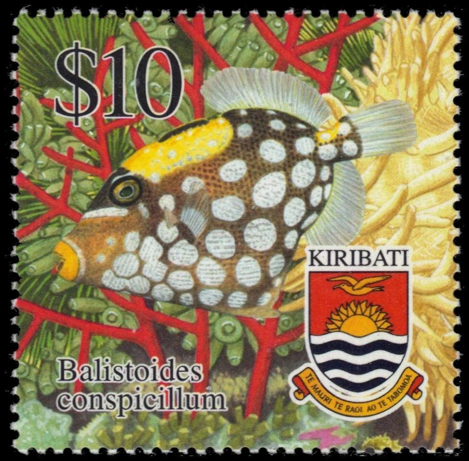 KIRIBATI 803 - Pez gatillo payaso "Balistoides conspicillum" (pa85533) Foto 1 de 1