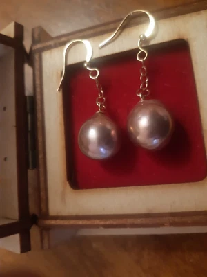 Oro 14k e 18k orecchini perle edison TOP LUSTRO AAAAA metallizzato 11-12 mm - Immagine 1 di 4