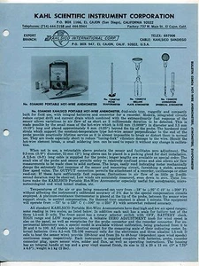 Vintage KAHLSICO Sales Sheet: HOT-WIRE ANEMOMETERS, ATMOMETERS, EVAPORIMETER - Picture 1 of 1