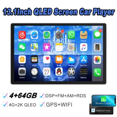 13.1''Android 13 8 CORE 4+64GB Car radio stereo 4G DSP Carplay 2KQLED Screen GPS - Image 1 of 4