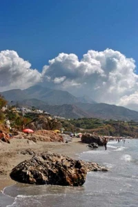 Nerja Playa Burriana Playa Andalucía Costa del Sol España Fotografía Imagen - Imagen 1 de 1