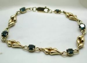 Vintage Lovely 9 Carat Gold And Green Topaz Bracelet - Picture 1 of 3