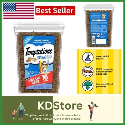 Temptations MixUps Crunchy and Soft Cat Treats Surfer's Delight Flavor, 16 oz Foto 1 de 4