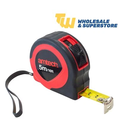 Amtech P1225 5M/16'  Comfort Grip Tape Measure Home Garage ABS Plastic Body DIY - Image 1 of 3
