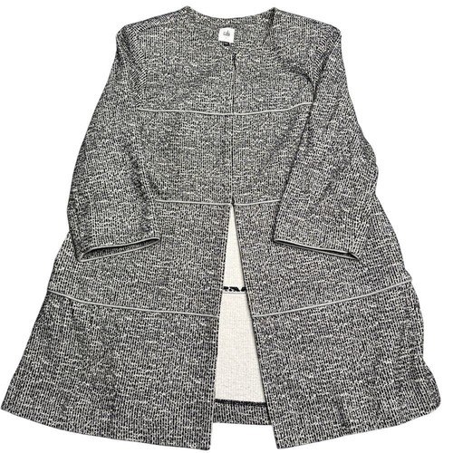 VETEMENTS CABI Cappotto Cardigan Lungo Maglia Texturizzata Nero Bianco Business Casual Taglia L