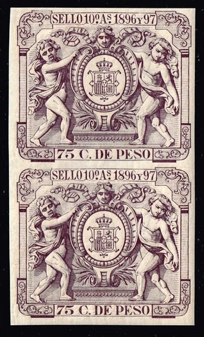 US Possessions PUERTO RICO, SPAIN MNH/OG REVENUE PAIR STAMPS LOT #T-1 Cover