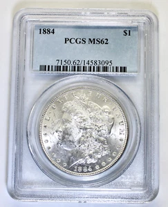 1884 Morgan Silver Dollar PCGS MS 62 - Picture 1 of 2