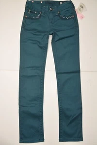 Miss Me Jeans Girls Skinny Jeans Teal Jeweled Embellished Size 10 NWT JK5408513 - Picture 1 of 6