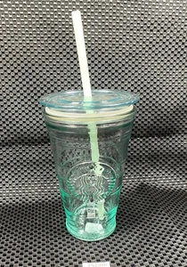 STARBUCKS ESPAÑA Verde Transparente 16 oz Vidrio Tapa/Paja En relieve Sirena IN7316T - Imagen 1 de 7