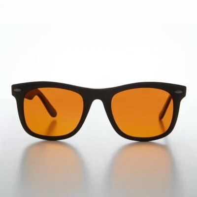 Gafas de sol cuadradas clásicas negras mate con lente ámbar - Aiden Foto 1 de 3