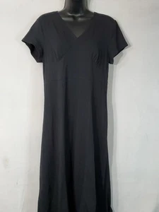 Vintage NORM THOMPSON T-shirt Dress Women's Size Small Long Maxi Black Flowy - Picture 1 of 10