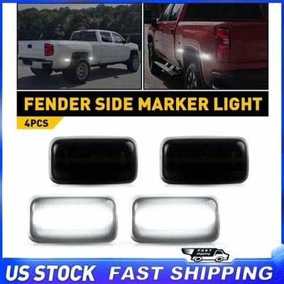For 2015-23 Chevrolet Silverado 2500HD 3500HD Smoked LED Marker Lights White 4x - Image 1 of 4