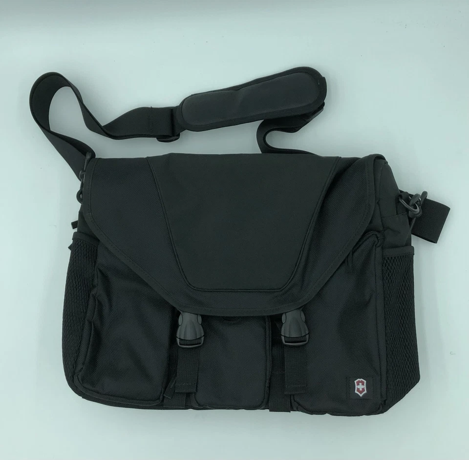 Victorinox Black Canvas Briefcase Messenger Shoulder Bag - Image 1 of 4