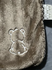 Nattou Babydecke weiß und braun weich Größe 29x37 bestickt genähte Einfassung - Bild 1 von 4