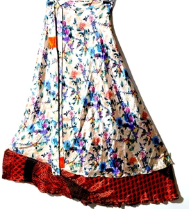 Incredible-art Vintage Silk Sari Magic Wrap Skirt Reversible Double Layer skirt, - Picture 1 of 6