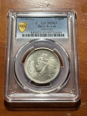 1943(B) British India Rupee - PCGS MS63 - SW-9.22 - Image 1 of 4