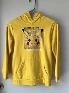 Old Navy Yellow Pokemon Electric Hoodie Sweatshirt Youth L 10-12 Stretch Unisex - Picture 1 of 7