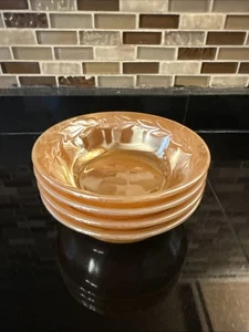 Vintage Retro MCM Fire King Schalen Obst Dessert Schale 4er Set Pfirsich Glanz USA - Bild 1 von 7