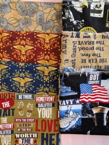 Militär Thema Stoff Paket 7 verschiedene Baumwolle Steppstoff - Bild 1 von 9