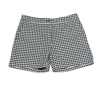 Pantalones cortos J McLaughlin para mujer negros/blancos a cuadros de guinga entrepierna 5" elásticos; talla 8 Foto 1 de 4