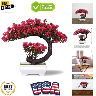 Small Artificial Plants Greenery Desktop Bonsai - Magenta Fake Plants for Hom... - Image 1 of 4