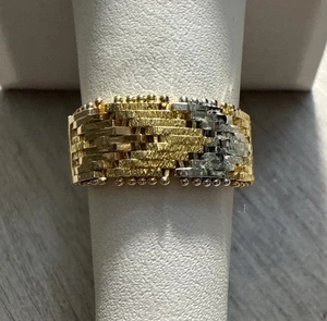 Anillo Chevron de Plata de Ley Tri Color Italia 8,6 mm de Ancho en la Parte Superior Talla 7,5 - Imagen 1 de 7