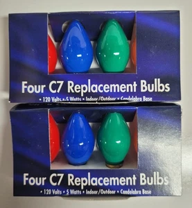 Two 4 Packs of C 7 1/2 Incandescent Replacement Bulbs in 4 Colors - Picture 1 of 8