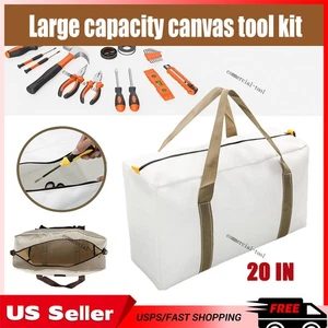 20inch white Waterproof Canvas Wide Mouth Tool Bag Machine Storage For Mechanics - Picture 1 of 18