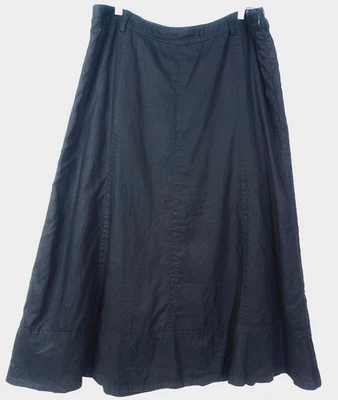 Liz Claiborne Women's A-Line Long Linen Blend Lined Skirt Dk Navy Flare Pre-Own - Image 1 of 4