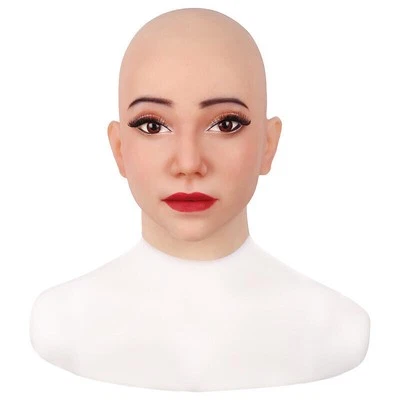 Maschera realistica in silicone trucco viso femminile copricapo crossdresser - Immagine 1 di 4