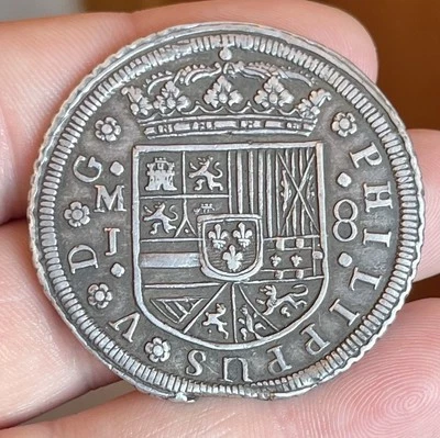 非常罕见 1714 8 雷亚莱斯西班牙殖民银旧马德里铸币厂海盗黄金时代 — 第 1/4 张图片