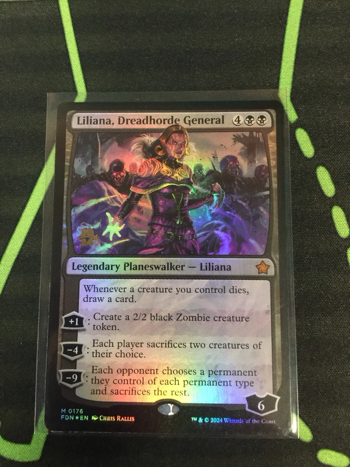 MTG Magic The Gathering Liliana, Dreadhorde General Foil FDN Prerelease Promo - Image 1 of 1