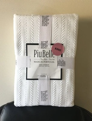 PiuBelle 葡萄牙国王尺寸 104 英寸 x 94 英寸白色棉罩 - 雪佛龙图案 — 第 1/4 张图片