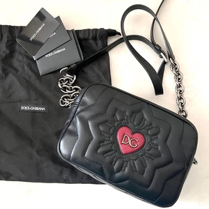 Bolso de Hombro DOLCE & GABBANA Acolchado Negro Cuero Love Heart Rosa Mujer - Imagen 1 de 24