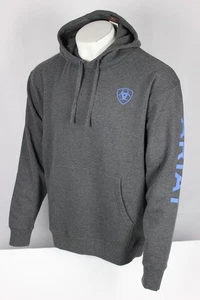 Ariat Mens Hoodie Logo Graphic Sweatshirt Charcoal Heather 10040816 - Picture 1 of 4