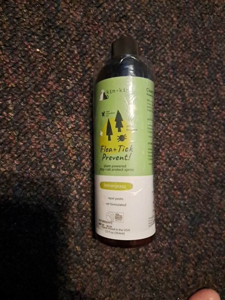 KIN KIND Kin + Kind Flea -Tick -Pest Prevent Spray Lemongrass 12oz Plant Powered-Natural-