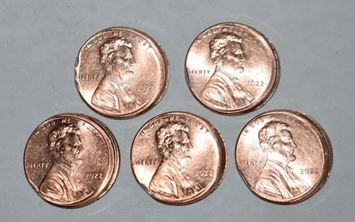 101q. 5x 2022 P SHIELD CENT ERRORS, BROADSTRIKE OFF CENTERS 15% & PARTIAL COLLAR - Image 1 of 2